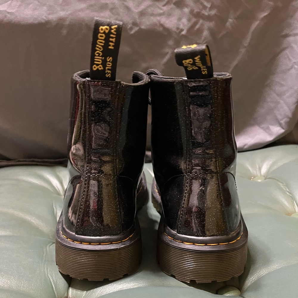 Vintage Dr. Martens Black Glitter Lace-Up Boots AW004 7 eye- size 6 - Picture 6 of 7